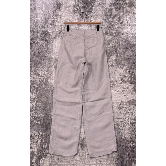 Wilfred Effortless Pants 00 Womens Aritzia Gray Linen Blend Wide Leg Trouser - Picture 2 of 7